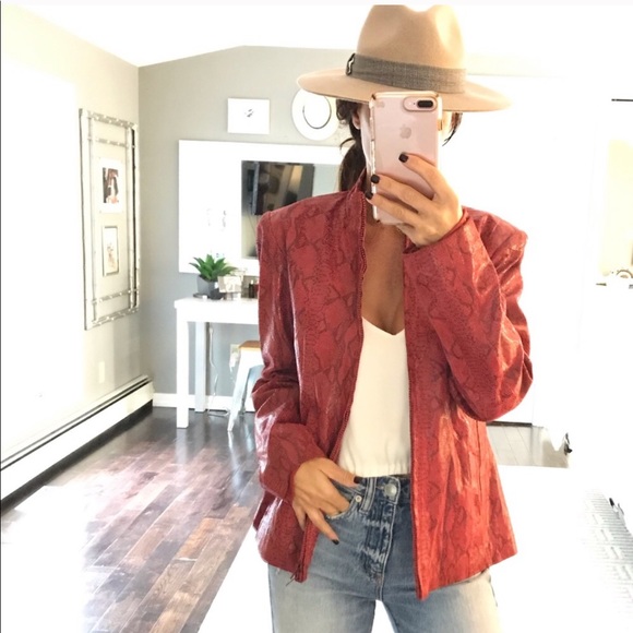 Brandon Thomas Jackets & Blazers - Brandon Thomas deep red snake skin leather medium